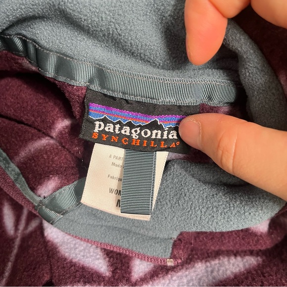 Vintage Patagonia Women’s Synchilla Vest Floral Medium Purple Made in USA - Picture 4 of 6